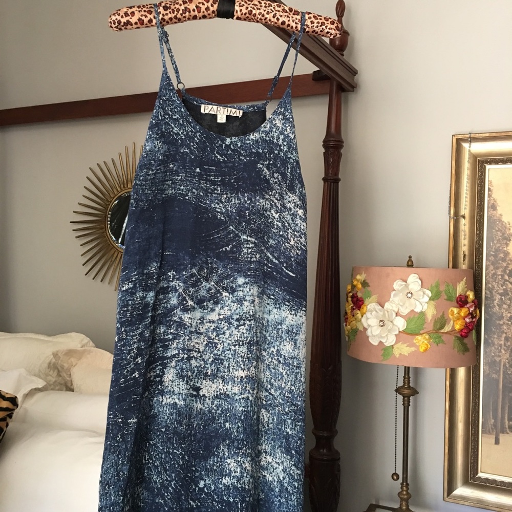 Anthropologie Blue Waterspray Silk Maxi Dress